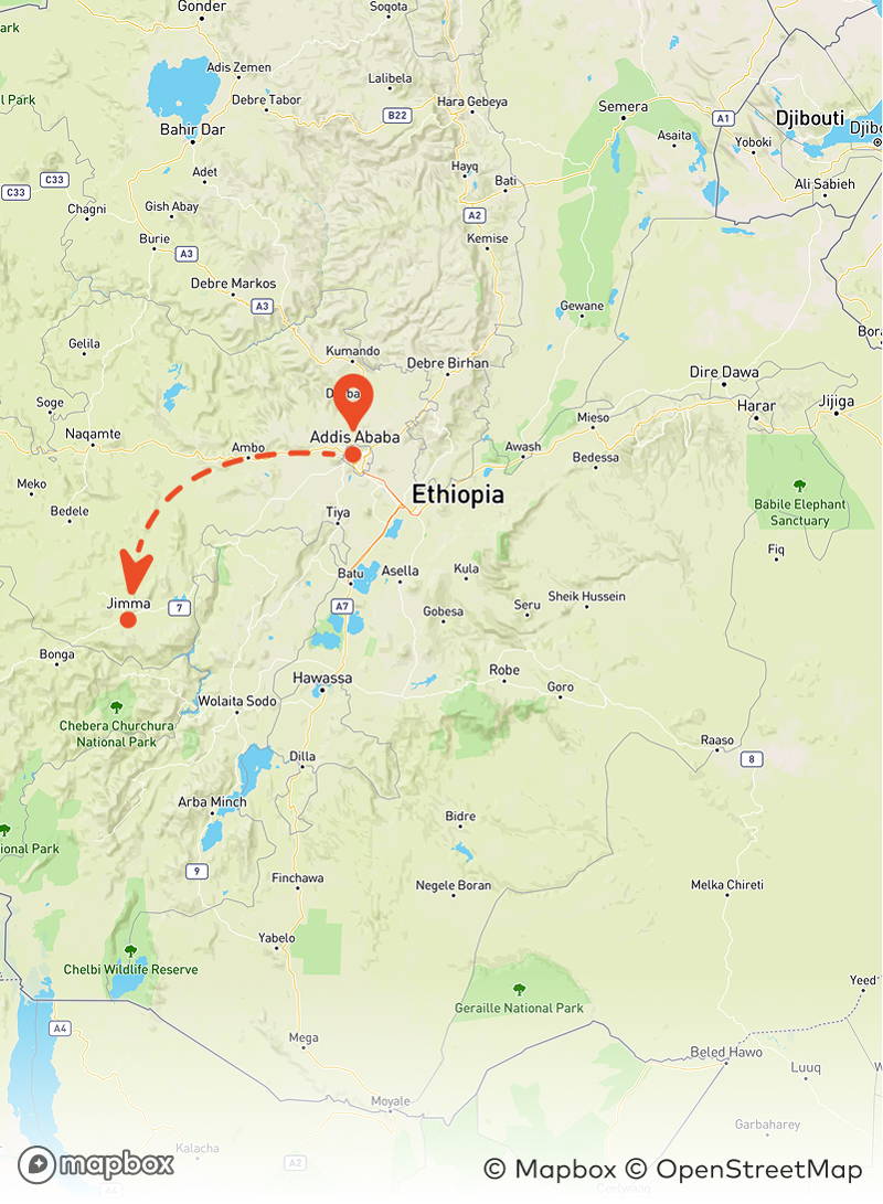 Route Äthiopienreise 2024