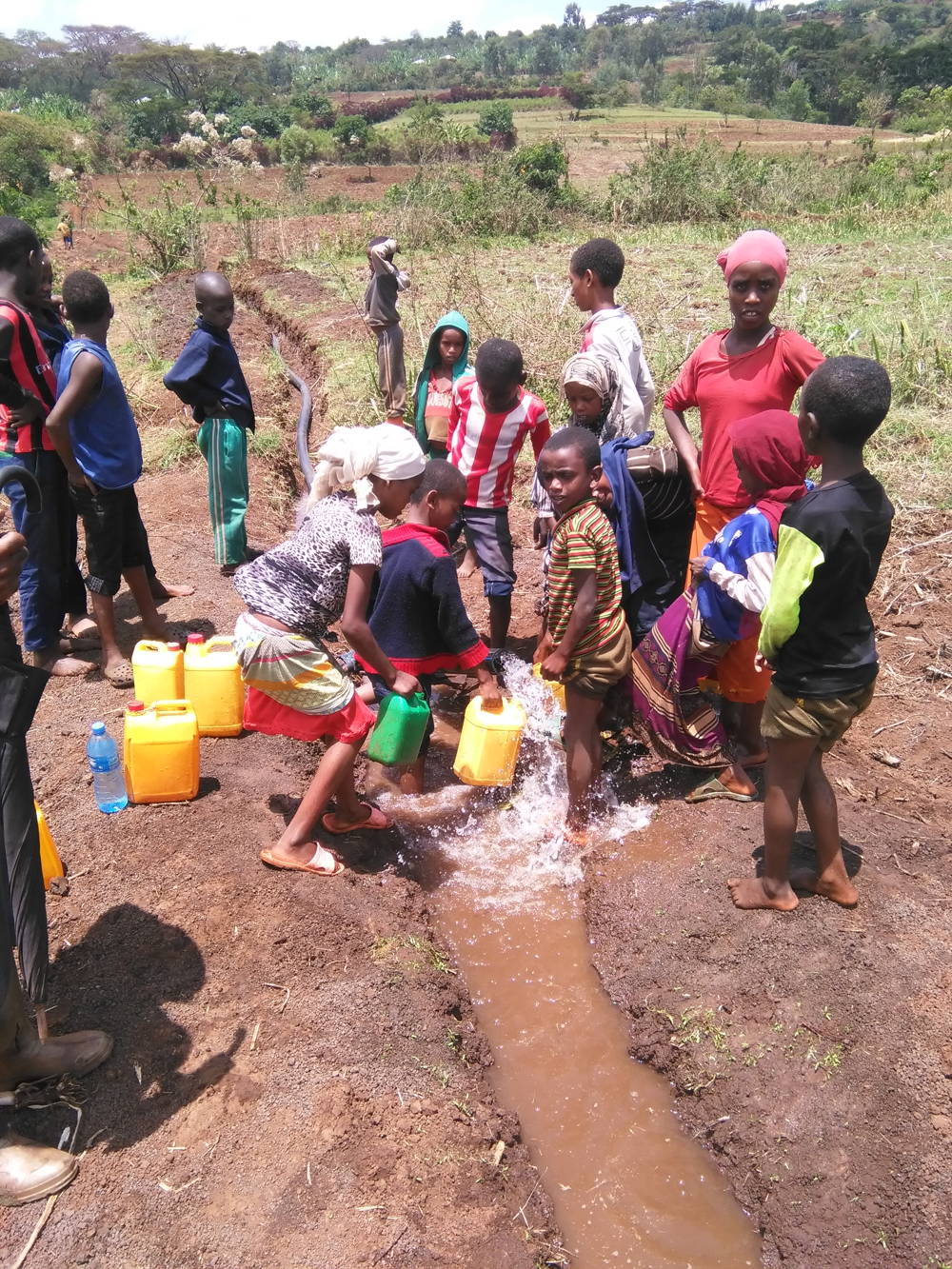 Verlegung der Wasserleitung und Tests Alle helfen mit