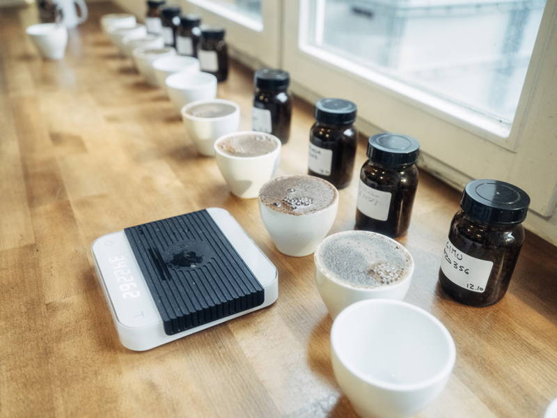 Cupping in der Rösterei.