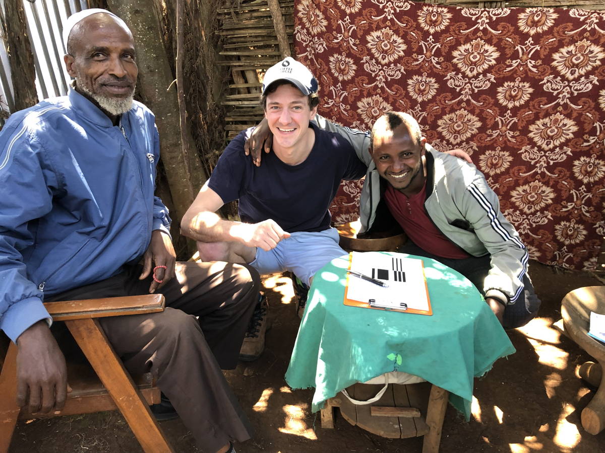Martin mit Kaffeebauern in Äthiopien