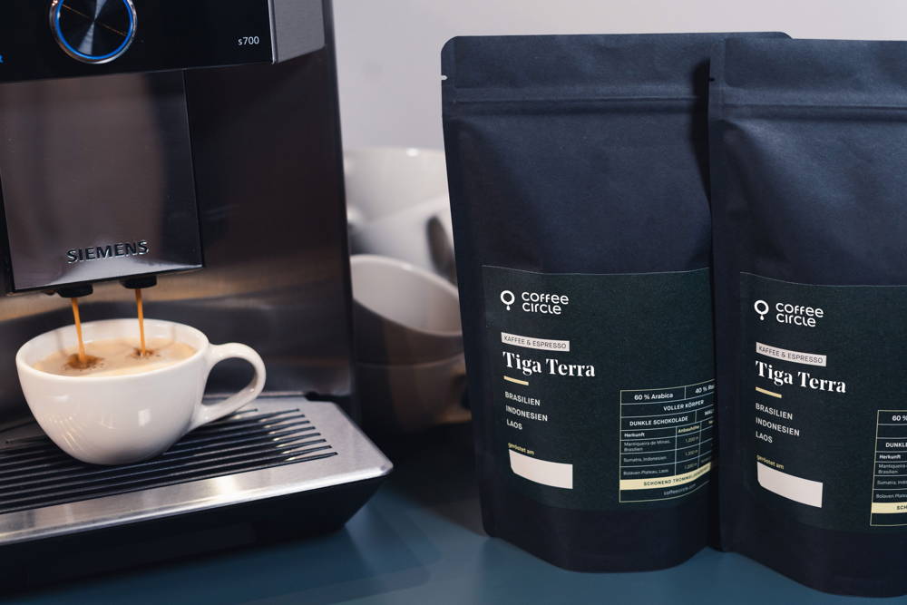 Tiga Terra Kaffee und Espresso für Vollautomaten in der Siemens Maschine