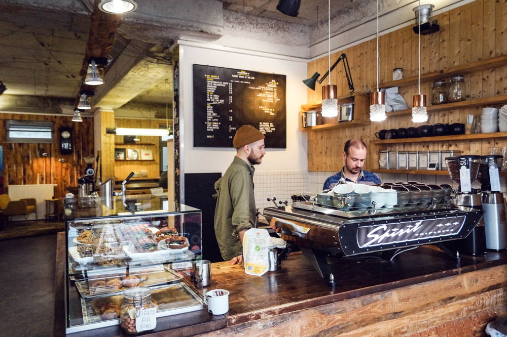 Blick hinein Die Kaffeebar