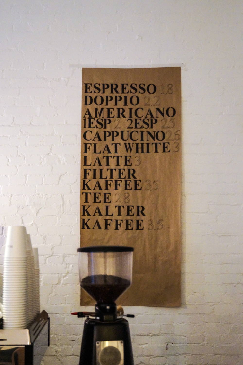 Die Karte Kaffee Menü