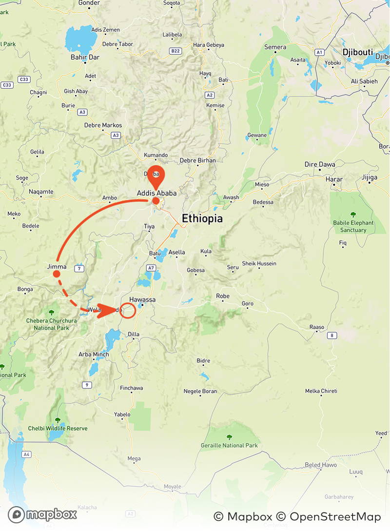 Route Äthiopienreise 2024