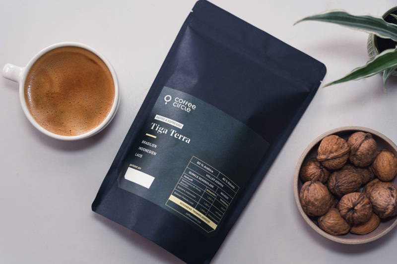 Tiga Terra Kaffee für Vollautomaten Aromen Walnuss und dunkle Schokolade