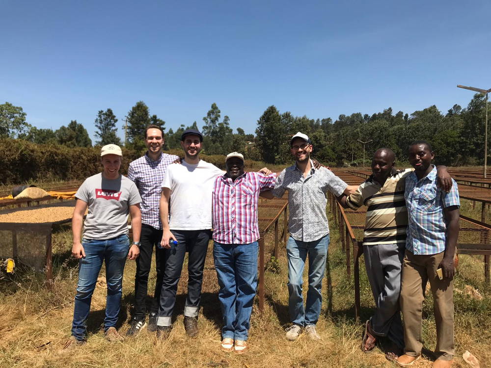 Kenia 2019 Ersin, Leo and Hannes with people from the Rungeto cooperative