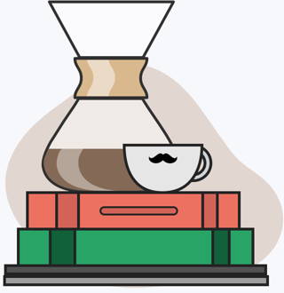 Icon Gear Kaffeezubereiter mit Büchern